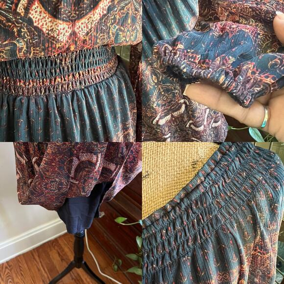 Boho Ruffle V-Neck Mini Dress Floral Pink Rust – Abercrombie XS - Picture 15 of 17